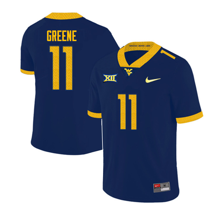 Men #11 Garrett Greene West Virginia Mountaineers College Football Jerseys Sale-Navy - Click Image to Close